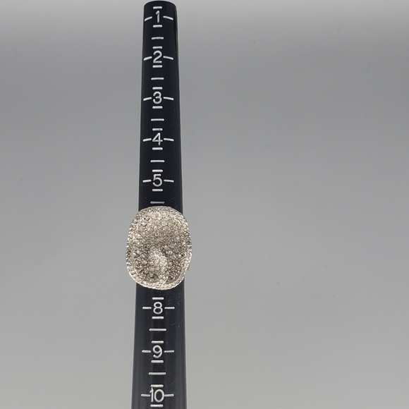 Abstract Silvertone Rhinestone Cocktail Ring - Picture 11 of 12